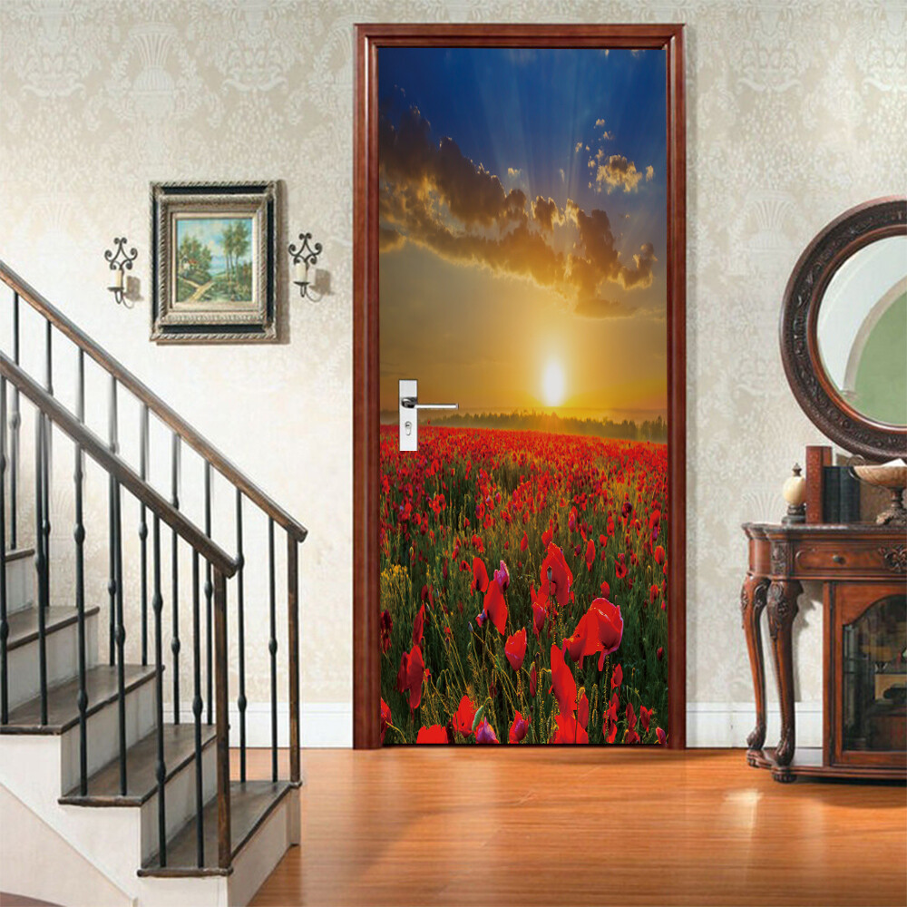 3D Wall Art Creative Animal Scenery Door Sticker Decal Self-adhesive Wrap Mural