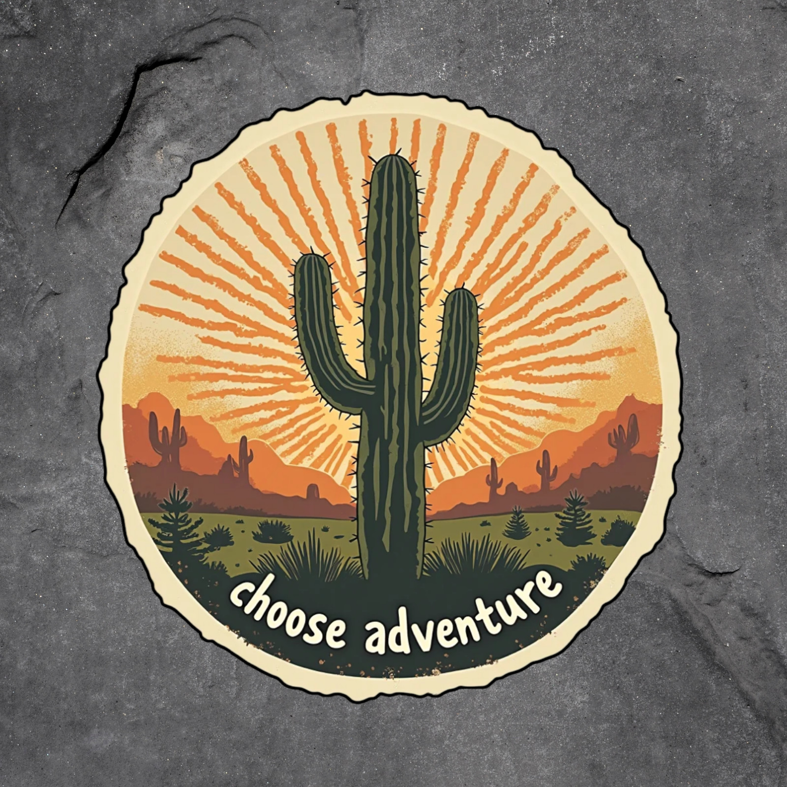 adventure cactus sticker vinyl decal desert choose adventure retro design