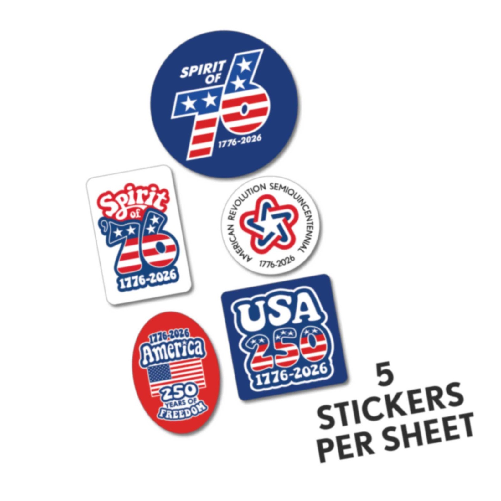 25 Die Cut Sticker Sheets – GROOVY America Semiquincentennial 250 USA Spirit 76