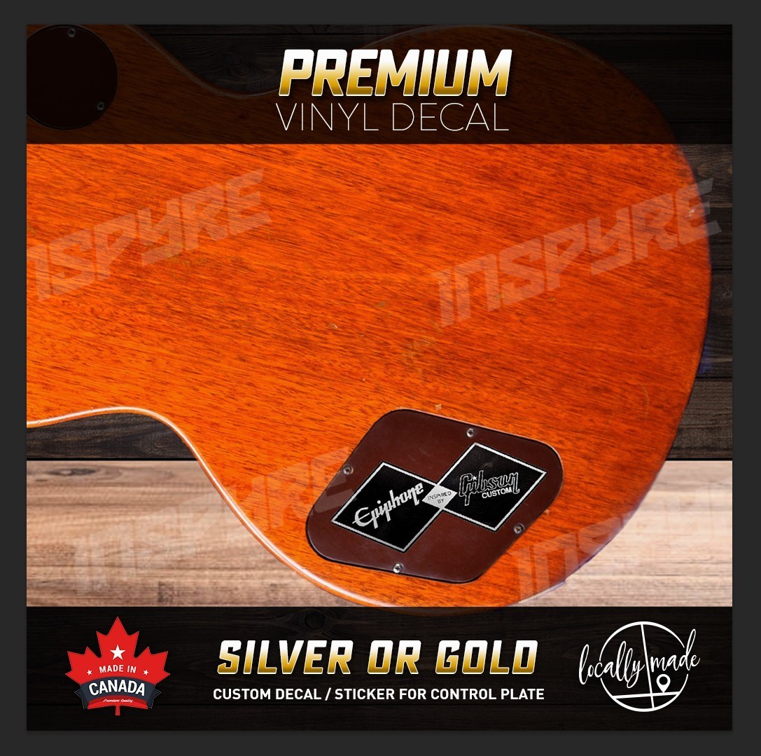 Epiphone Inspired by Gibson Custom Control Plate Decal /Sticker • Silver or Gold