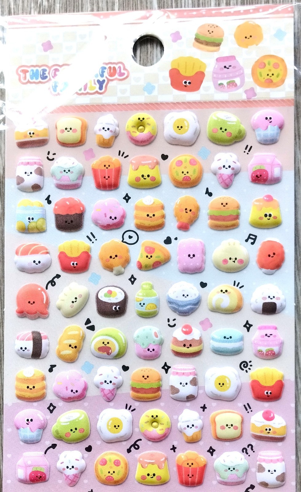 The Colorful Family Junk Food PVC Puffy Sticker Burger Pizza Sweets Kids JAPAN