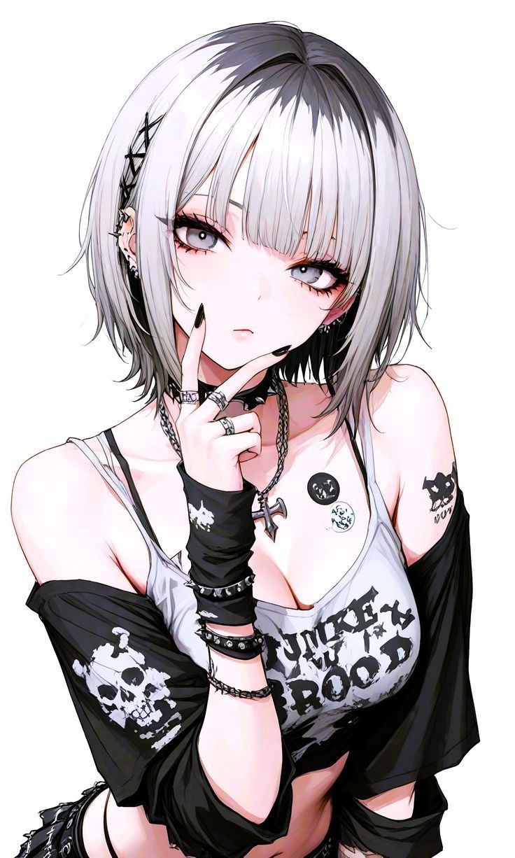 Goth Scene Waifu Anime Sticker High quality Gloss Vinyl Decal print