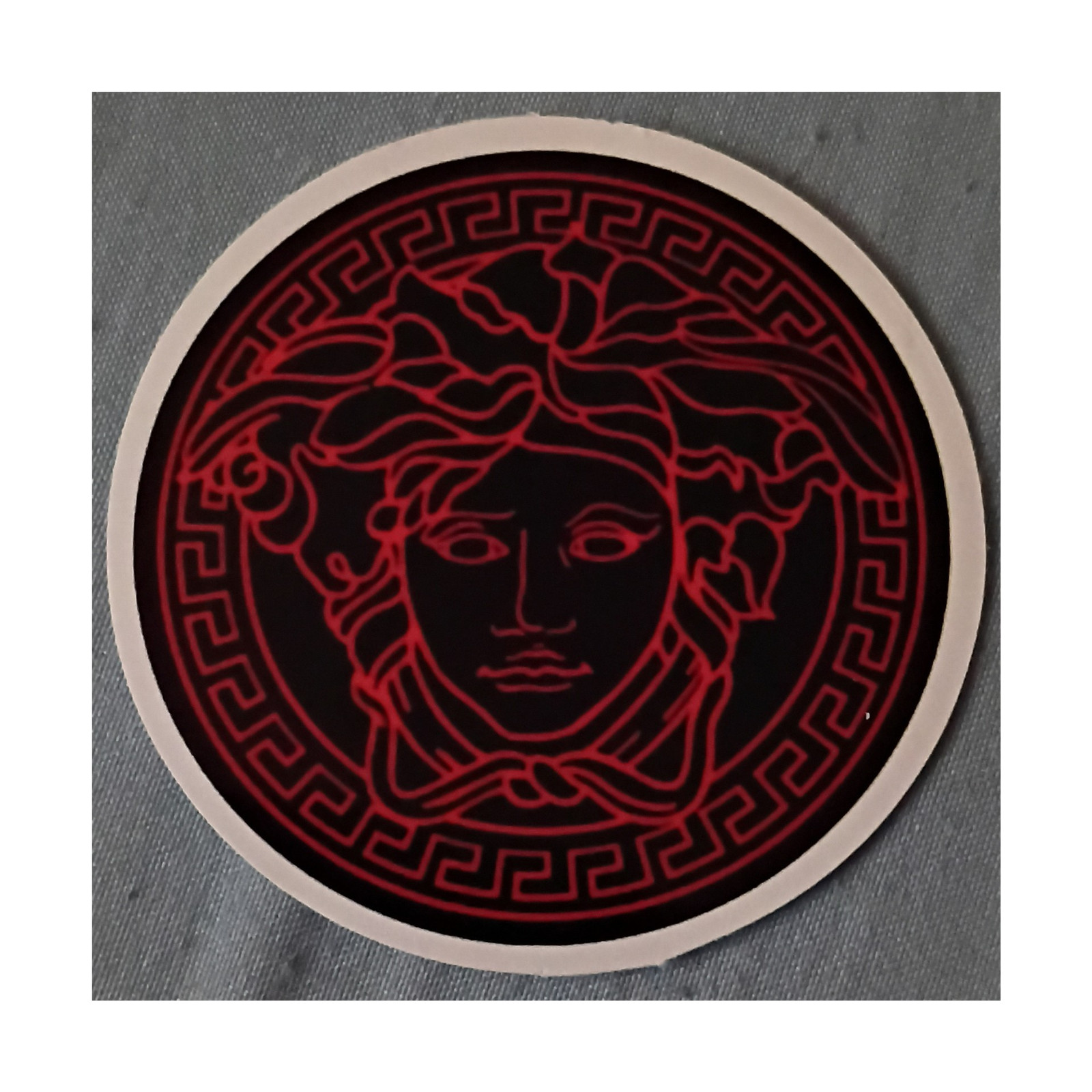 Round Greek Pattern Sticker Decal Black Red White Adults Theme Design