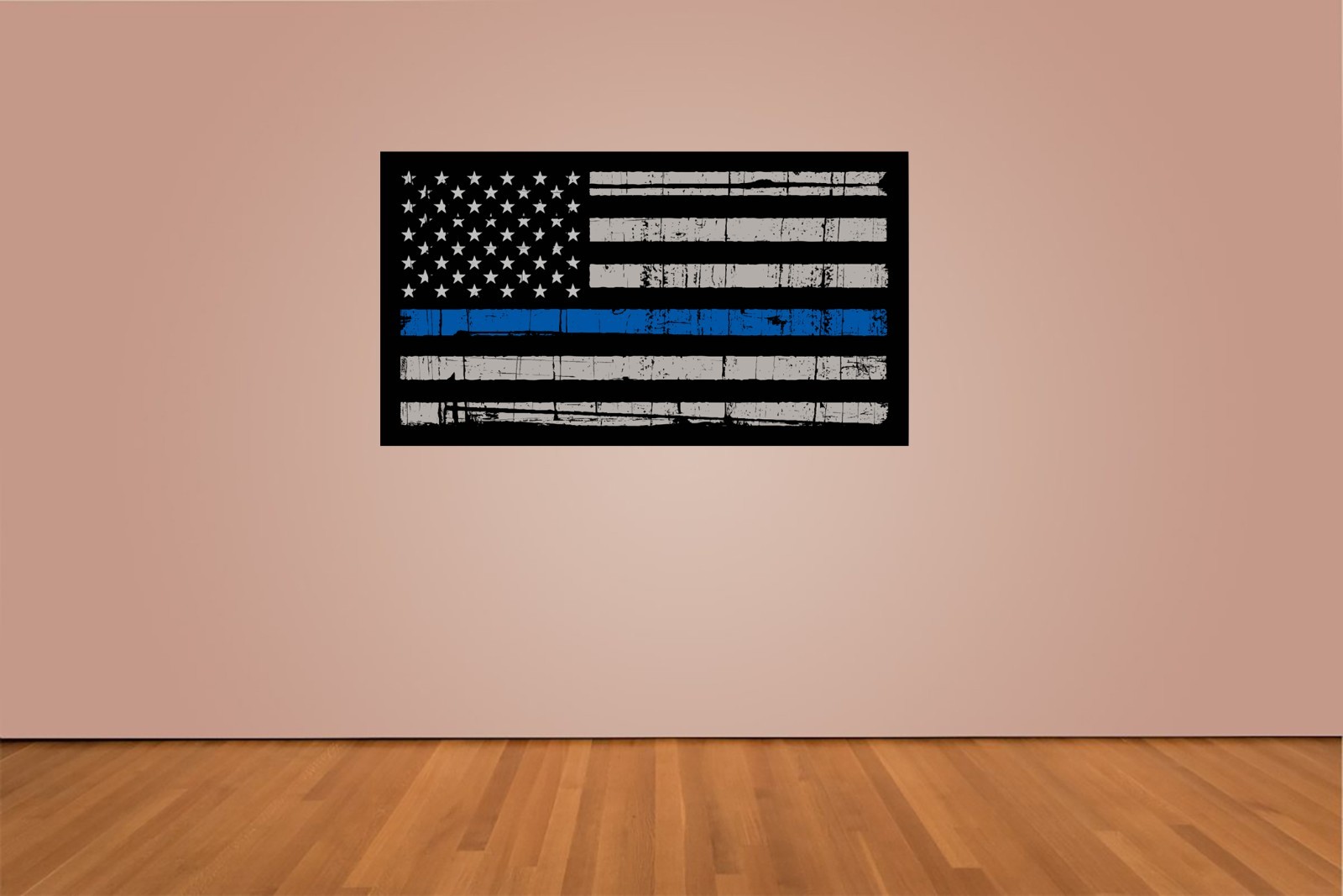Thin Blue Line American Flag Indoor Wall Vinyl Decal Sticker 5 – 52" Support Law