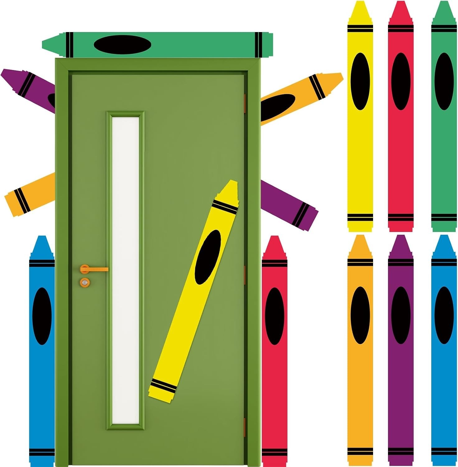 Colorful Crayon Wall Decals Stickers Rainbow Peel and Stick Decor for Walls