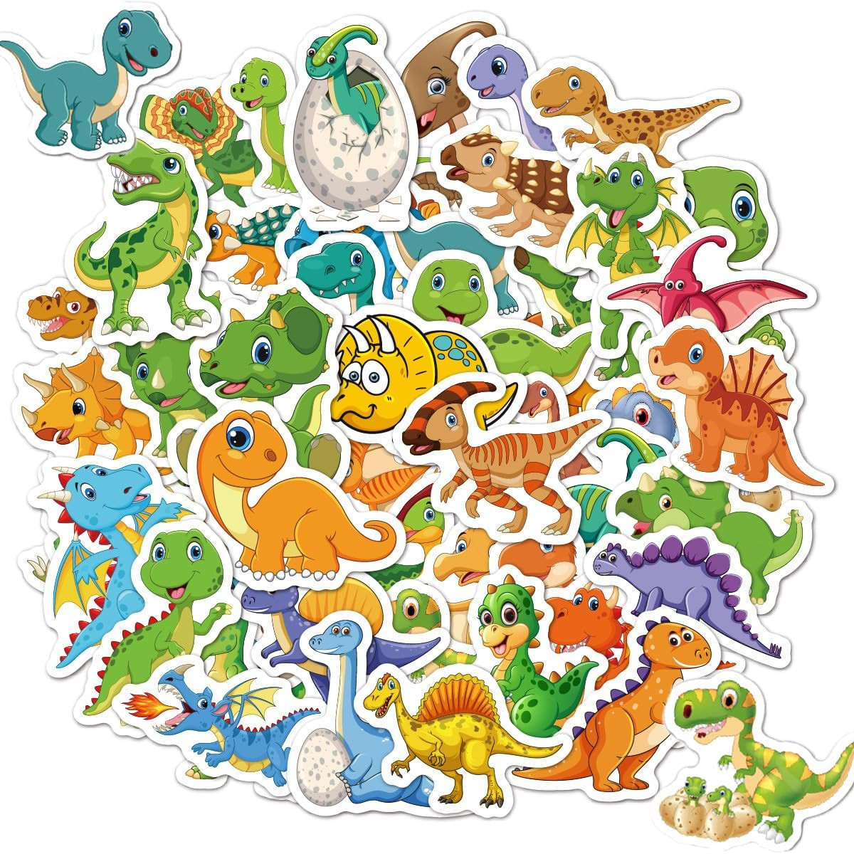 100Pcs Cute Cartoon Dinosaur Stickers for Kids Waterproof Vinyl Dino Stickers