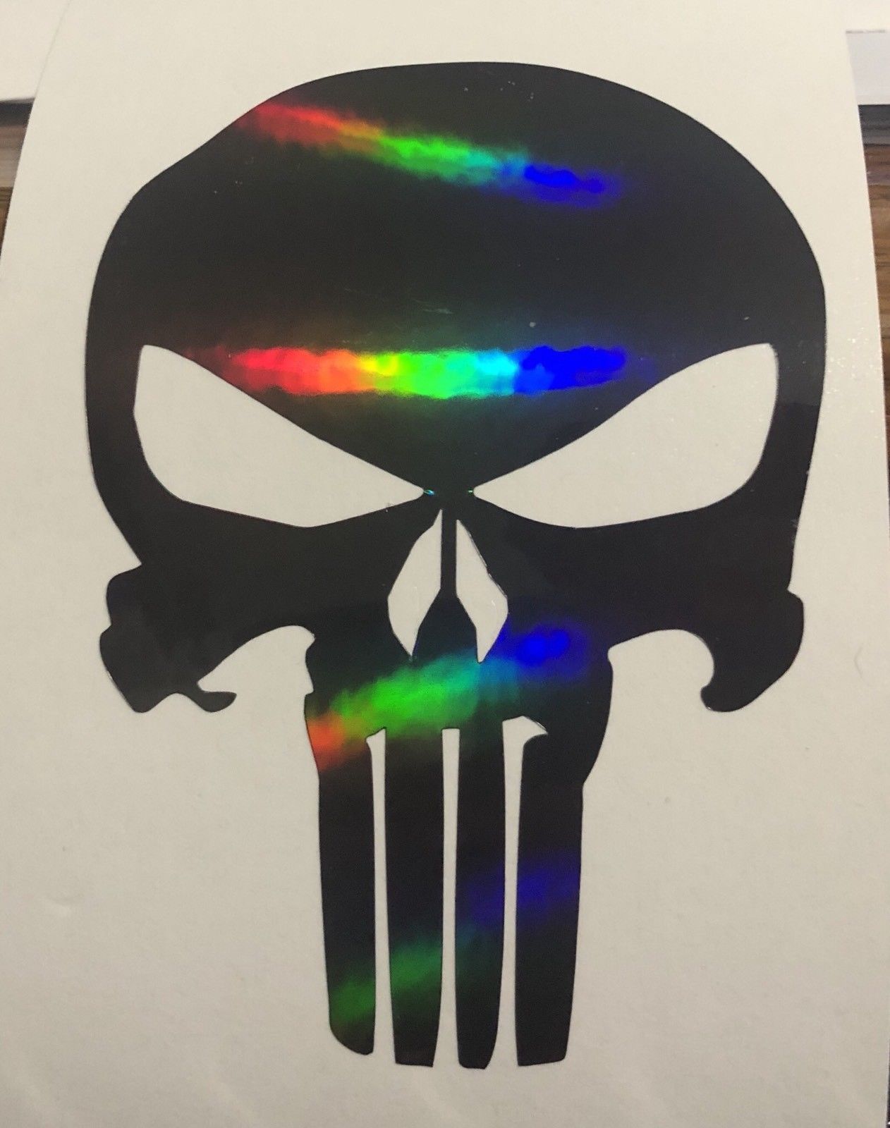 2 Punisher Decals Punisher Skull Military Holographic Oil Slick
