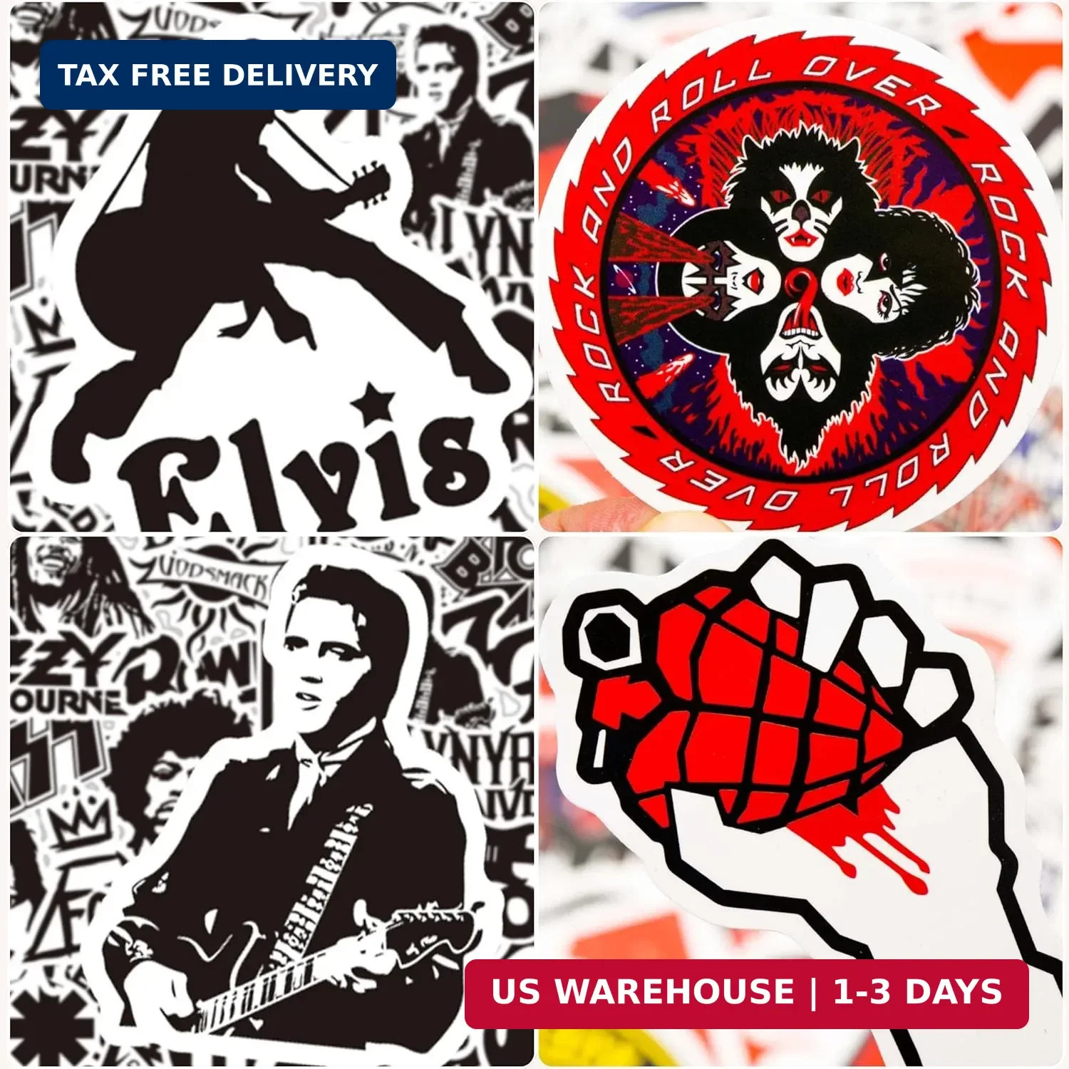 100PCS Rock Band Stickers Pack Vintage Punk Music Waterproof Vinyl Decals for La