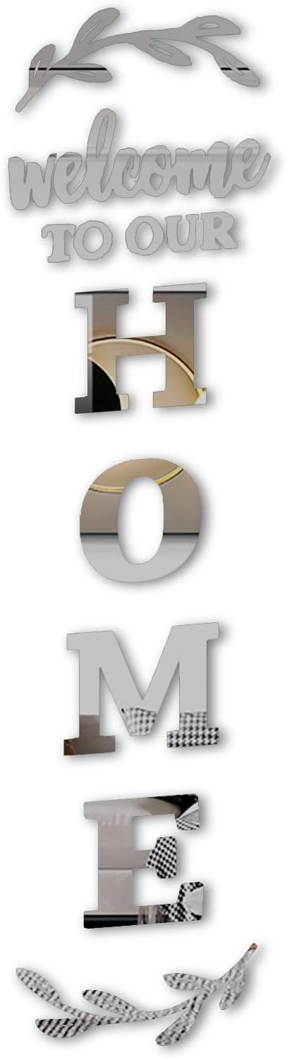 3D Acrylic Wall Art Home Signage, Modern DIY Art Mural (Silver, 55×18 inches)