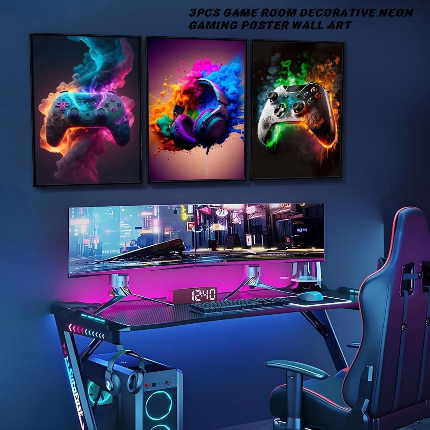 Immersive 12×16 Gaming Art Set – Colorful Unframed Posters for Teen Spaces