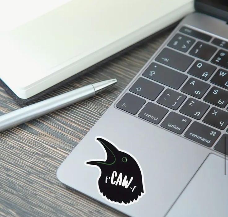 Decal Black Crow F’Caw-f, Bird For Laptop Tumbler Notebook Fcawf Funny Sticker