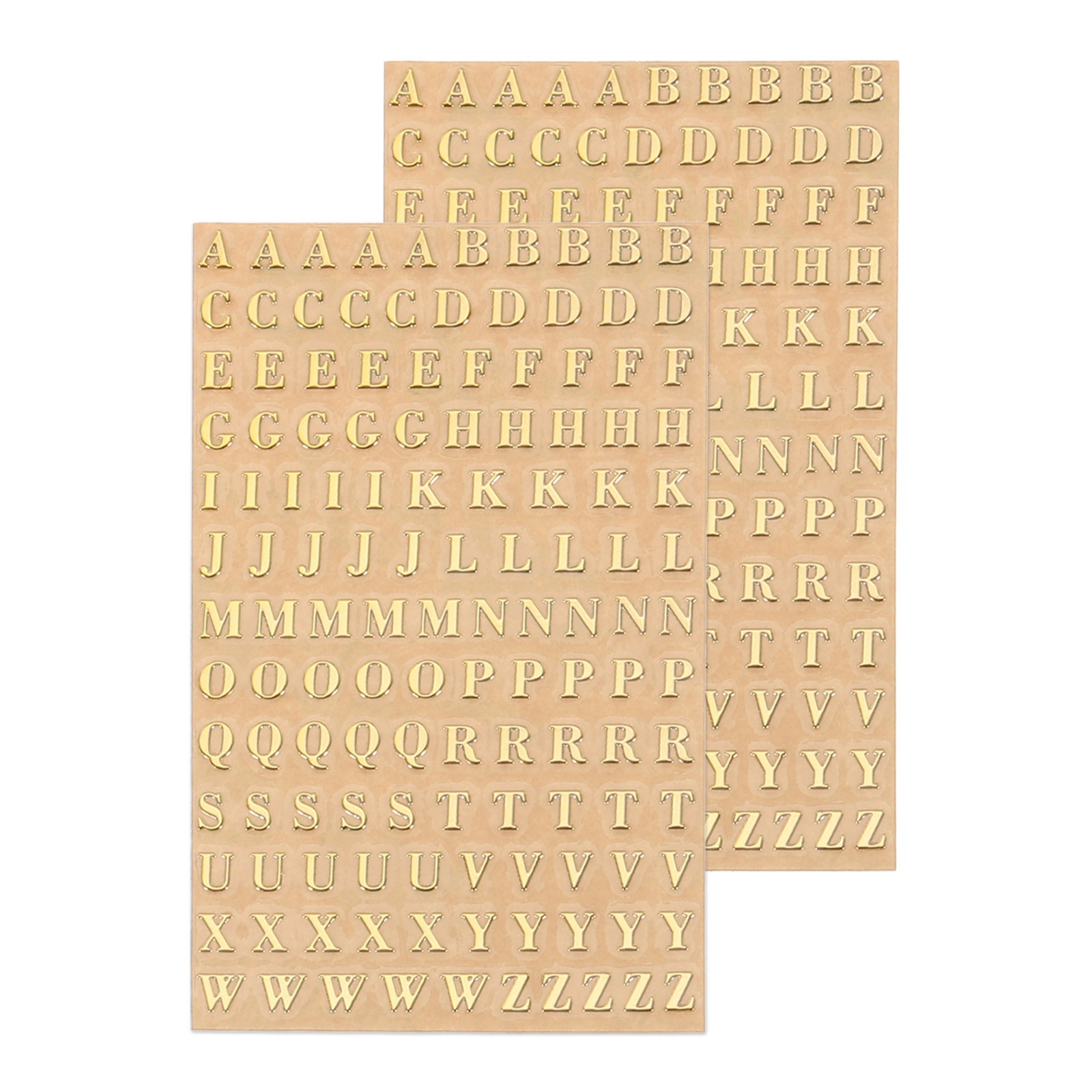 2Sheets Letter Resin Stickers 3D a to Z Gold Mini Alphabet Metallic Uppercase