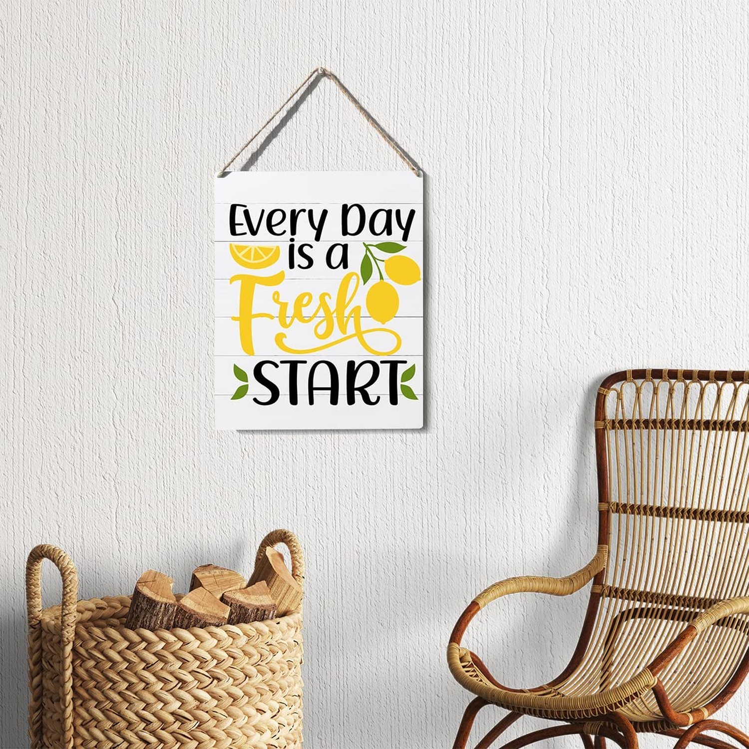 Kitchen Lemon Sign Farmhouse Every Day is a Fresh Start Wooden Sign Plaque Wa…