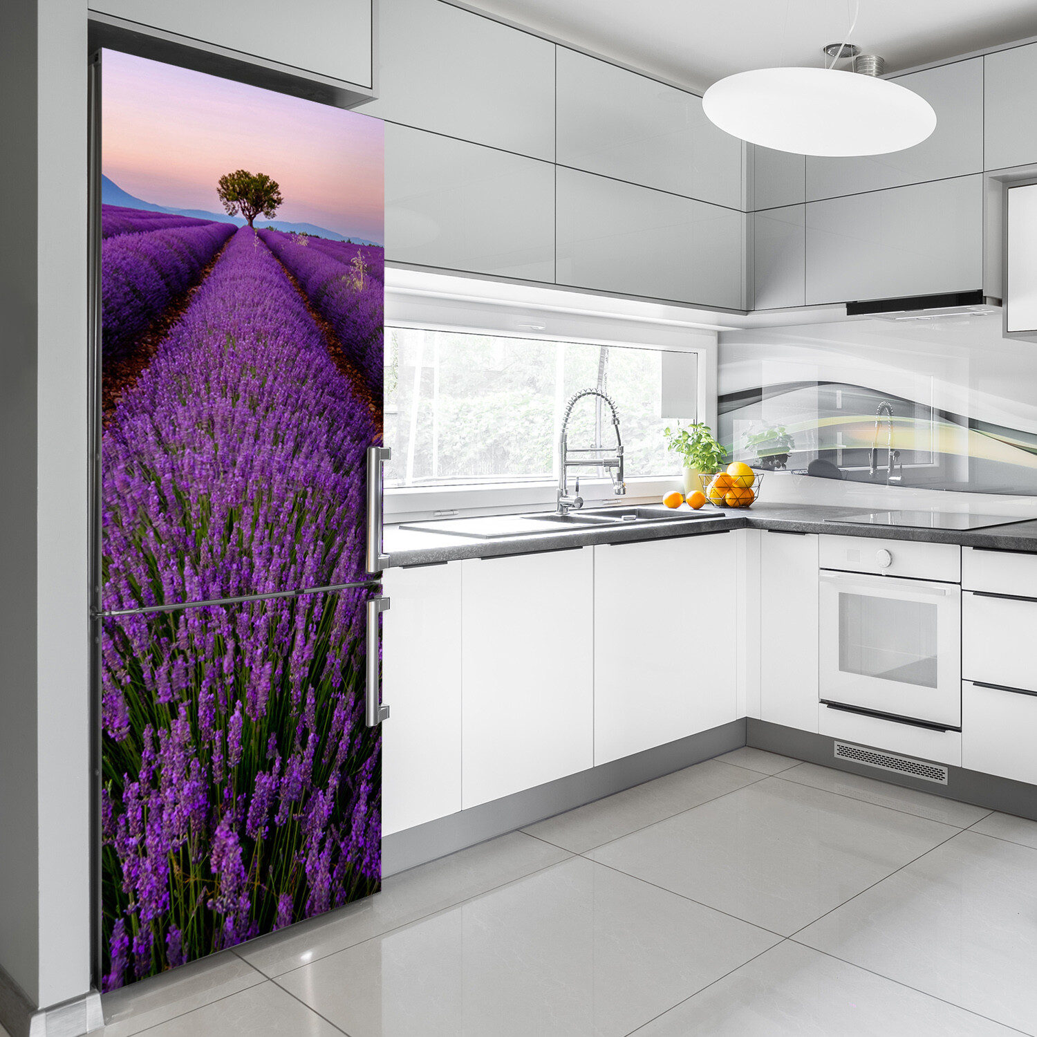 Home Refrigerator Wall Self Adhesive Removable Sticker Landscapes Lavender field