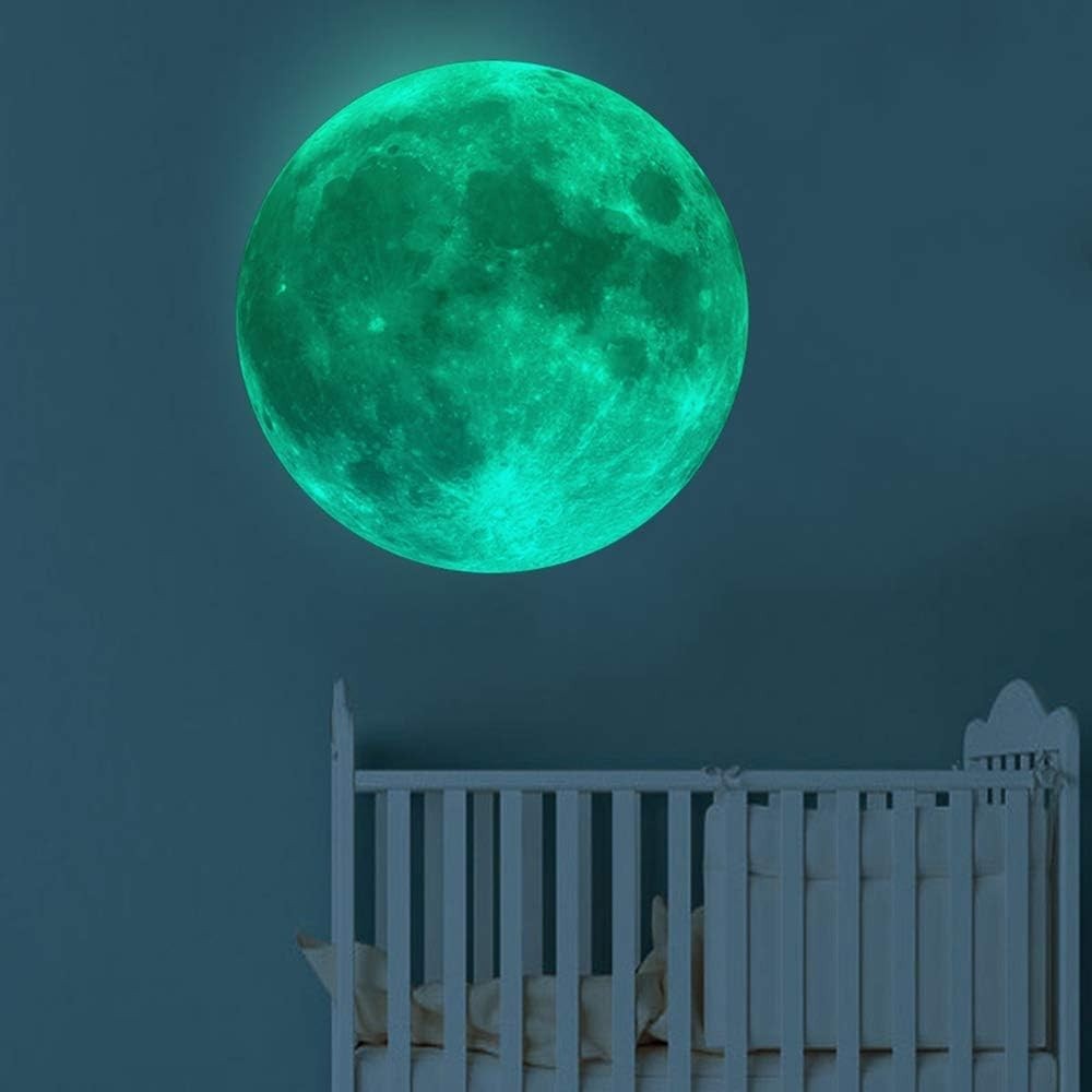 Glow in The Dark Moon 30cm Glowing Luminous Wall or Ceiling Art Stickers Remo…