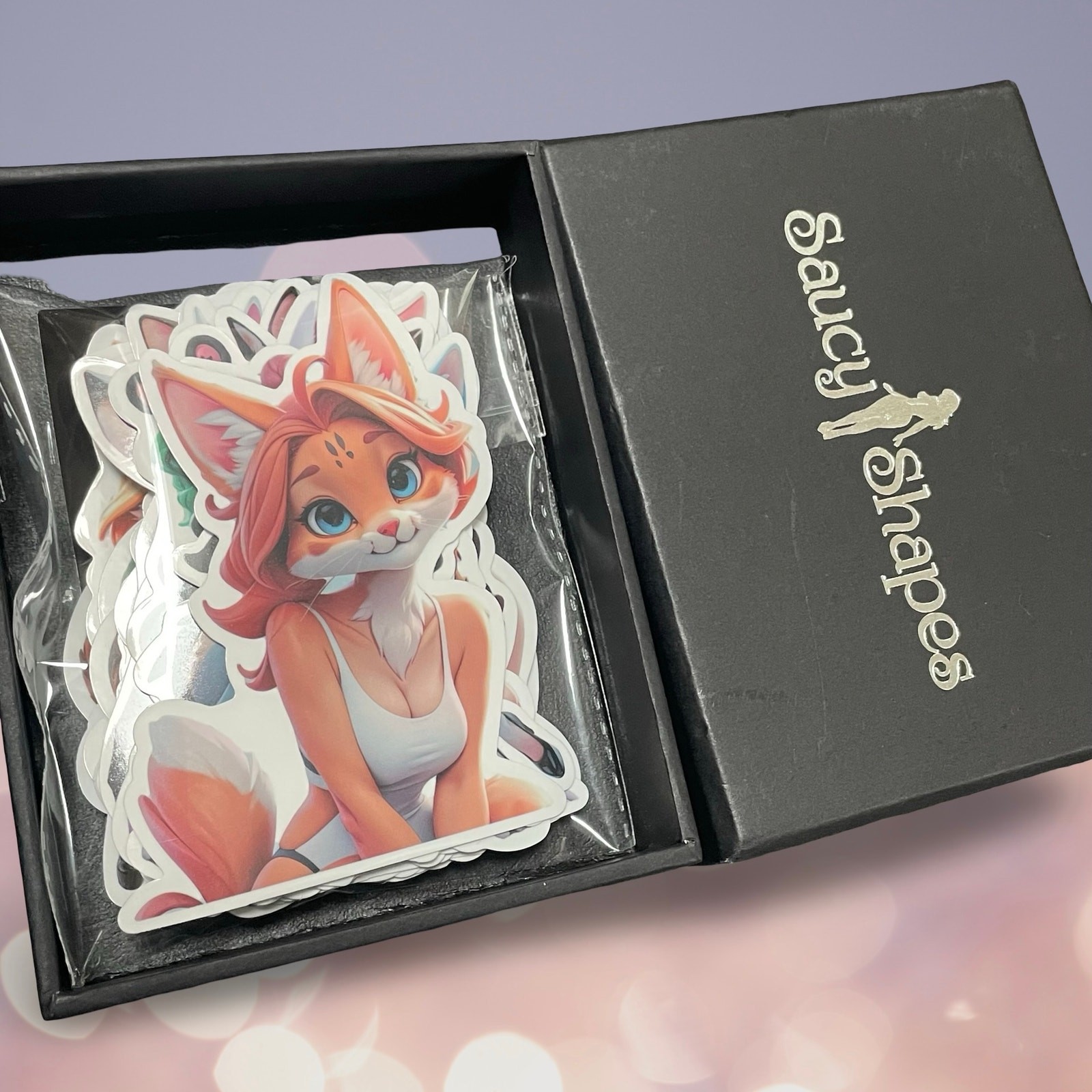 Saucy Shapes Furry Anime Girl Stickers 50pc Open Box 3" Vinyl Decal Sealed VTG