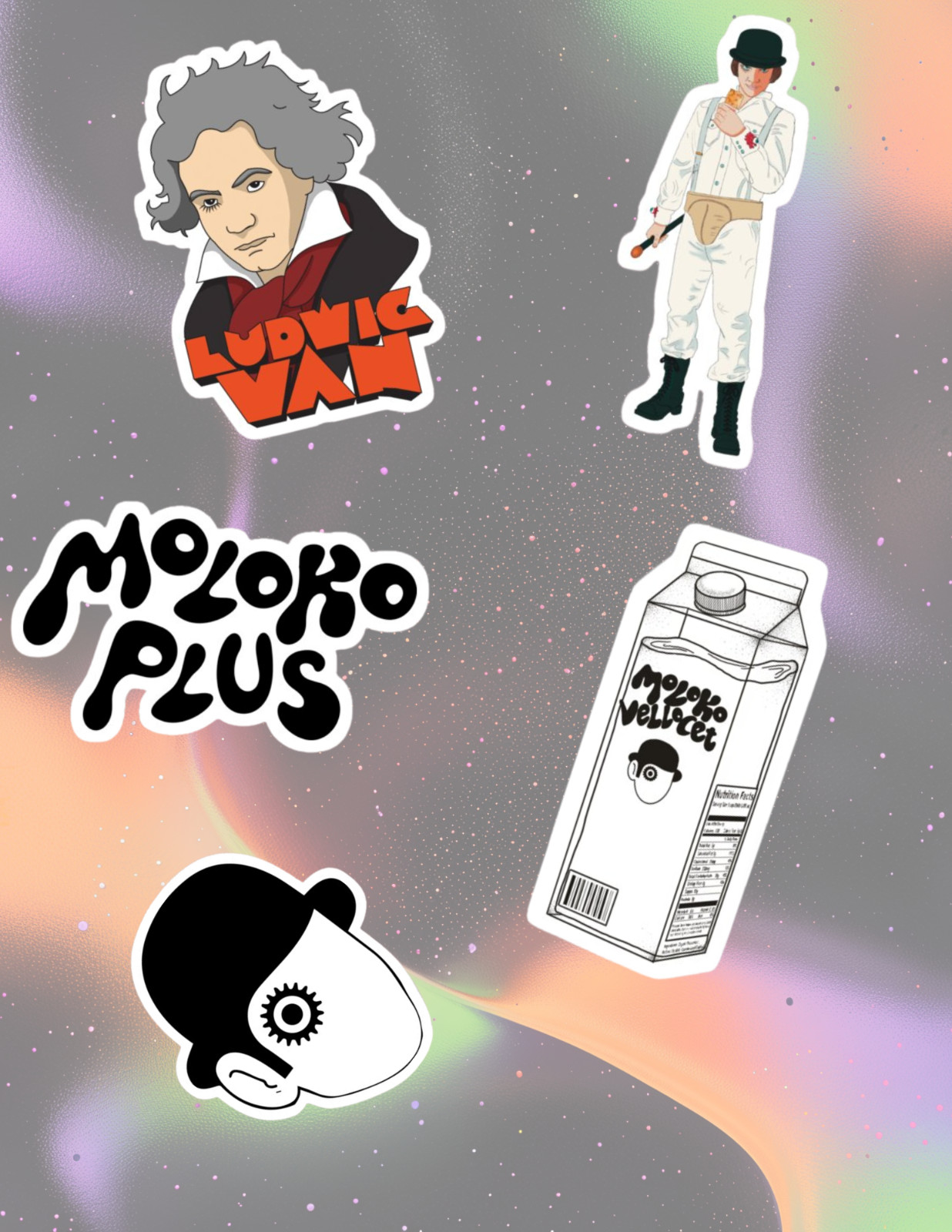 A Clockwork Orange 70's Movie 4pc Stickers Pack