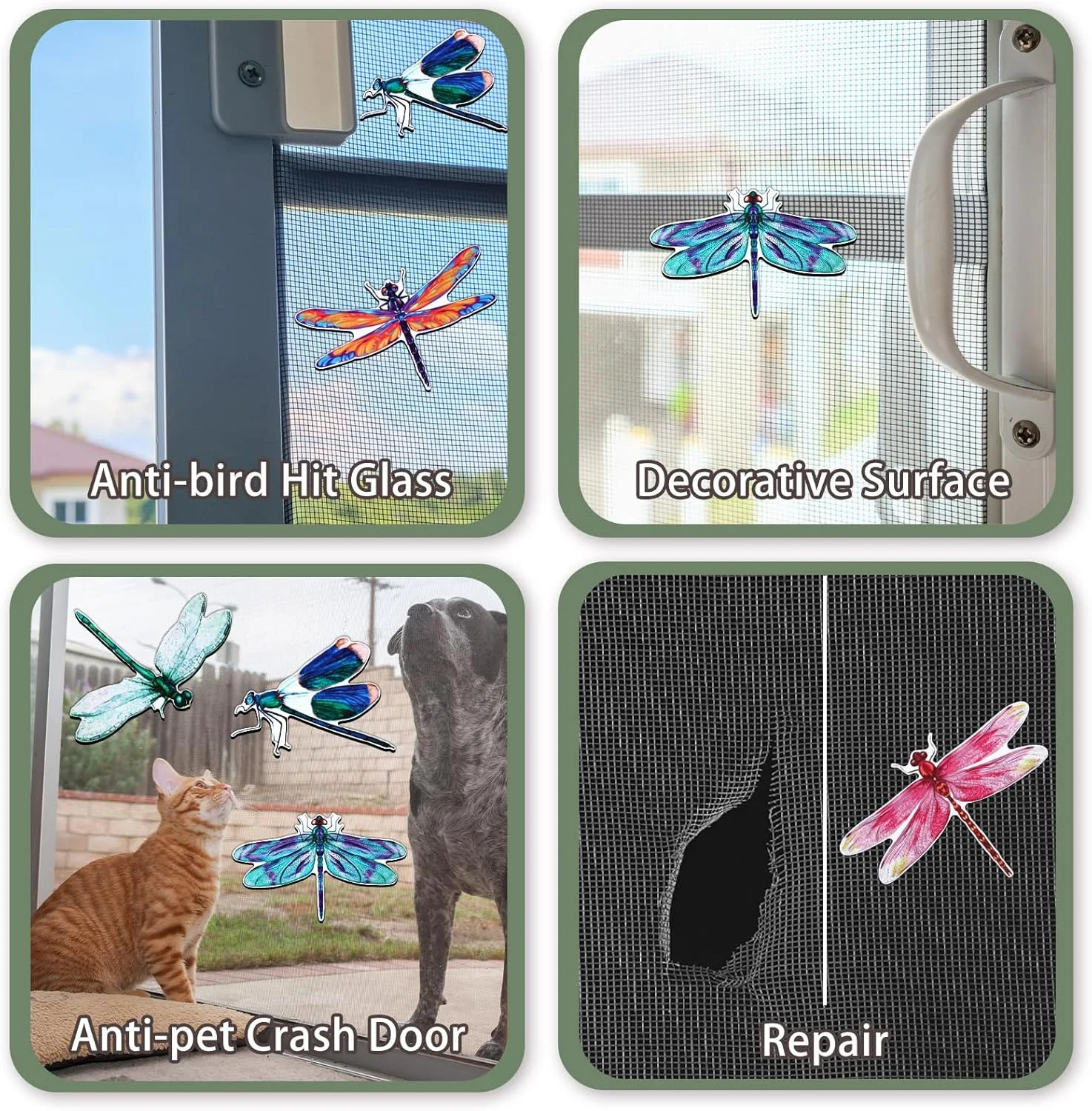 12 Pieces Dragonfly Screen Door Magnets Double Sided Screen Stickers Magnetic Fl