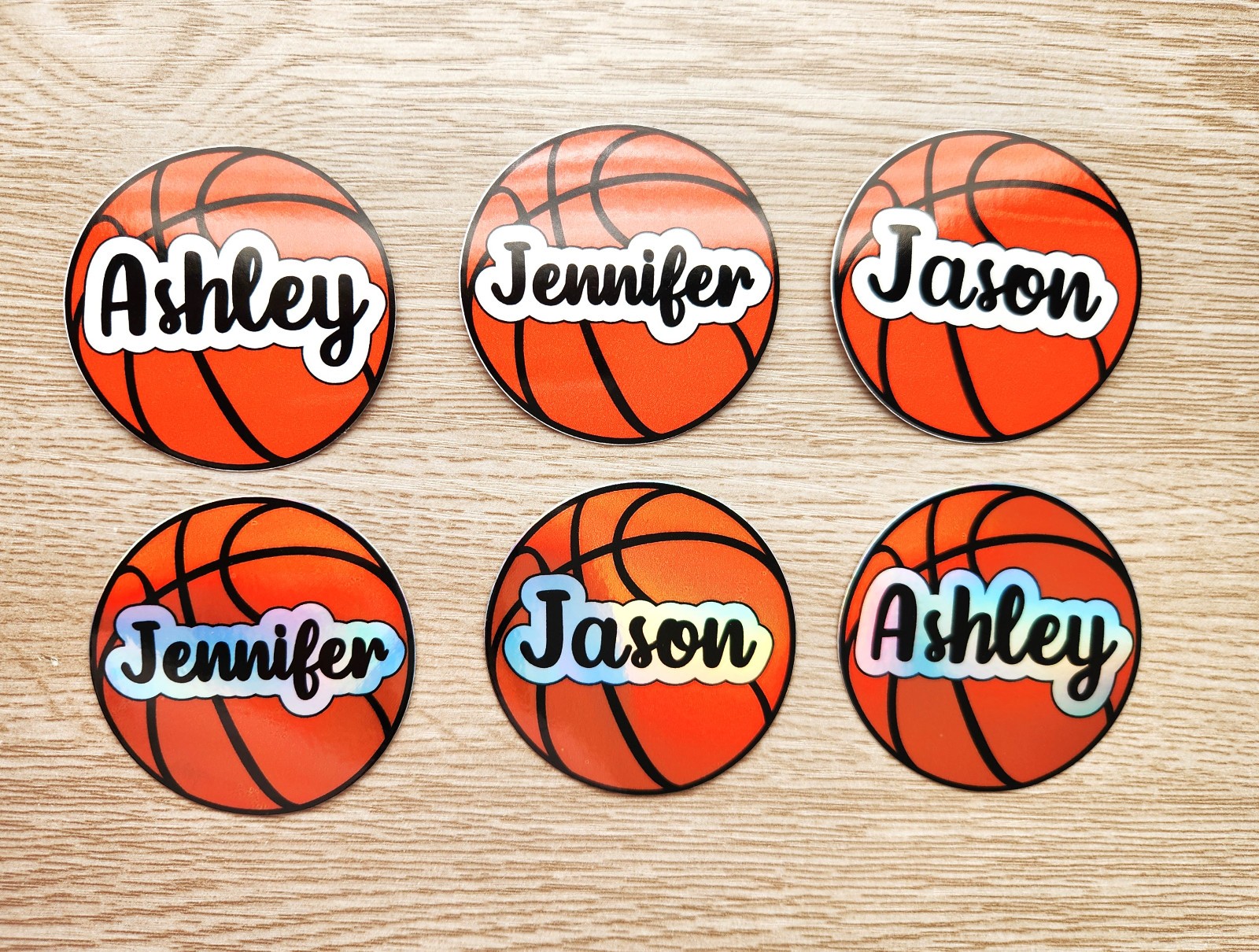 Custom Basketball Name Stickers – Personalized Round Decal, Sports Team Gift
