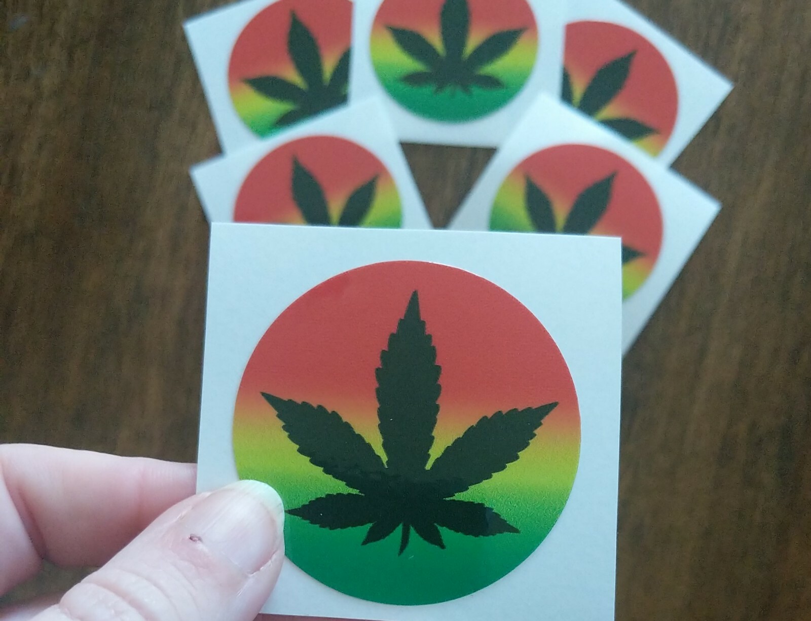 2" Pot Leaf Decals 6 Pack Red Yellow Green 420 Weed Smoker Sticker Home Decor