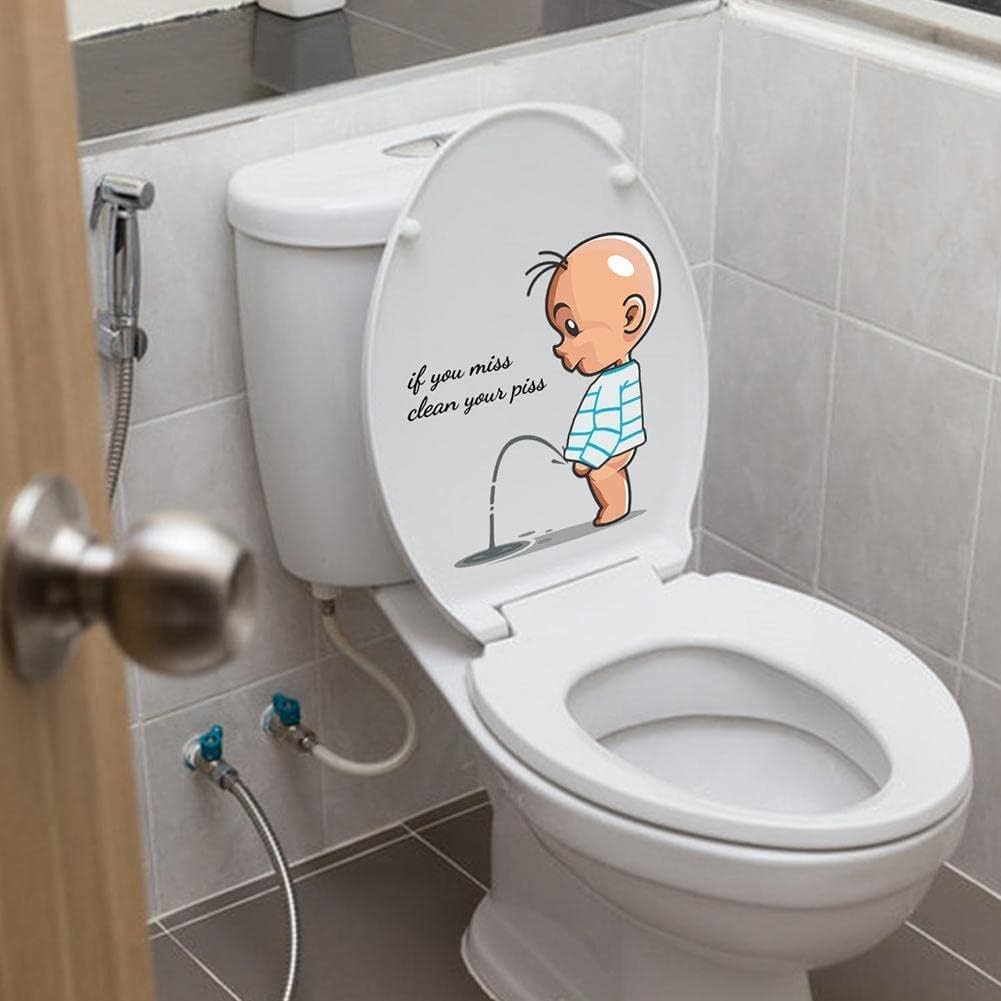 If You Miss,Clean Your Piss Toilet Sticker, Funny Seat Sticker Bathroom Wall Dec