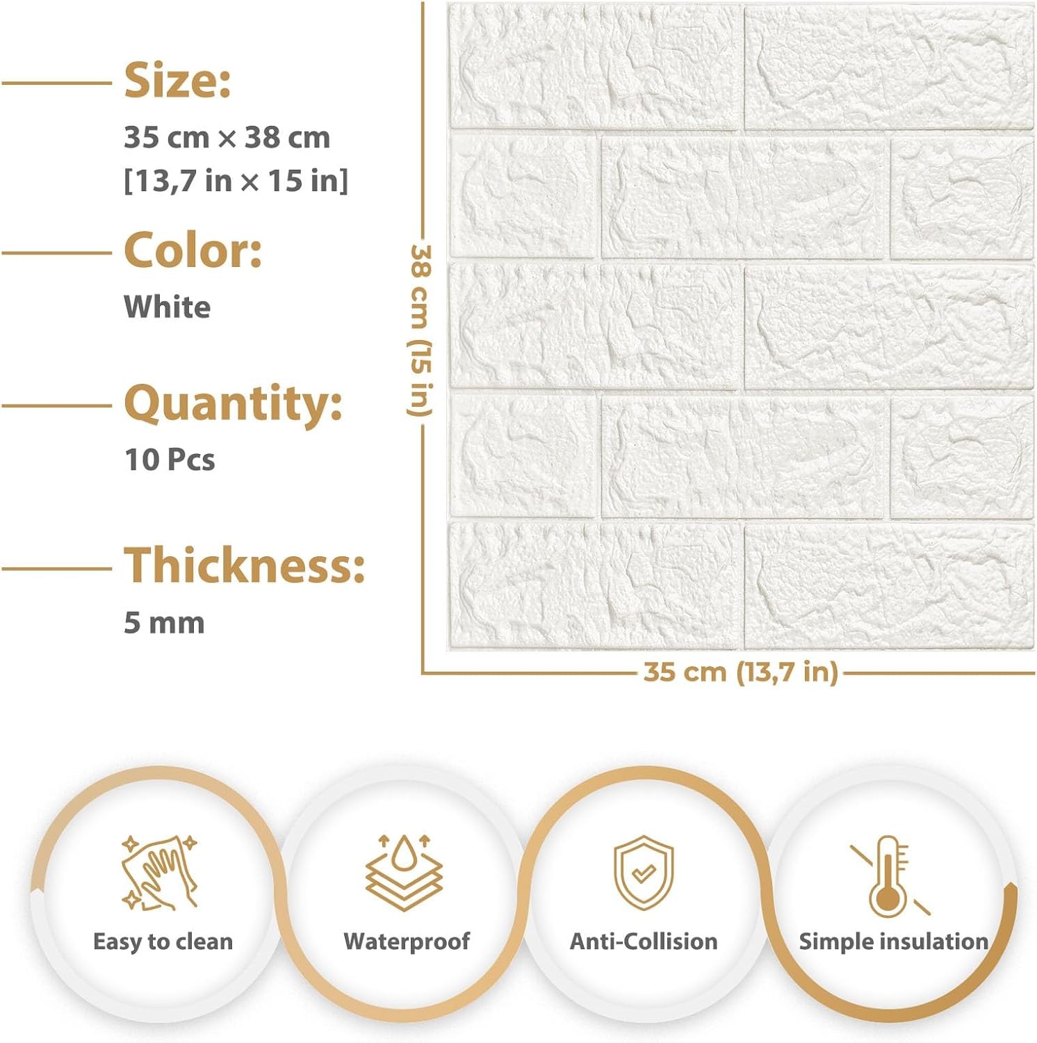 30 PCS 3D Wall Panels Peel & Stick PE Foam DIY Self Adhesive Waterproof Perfect