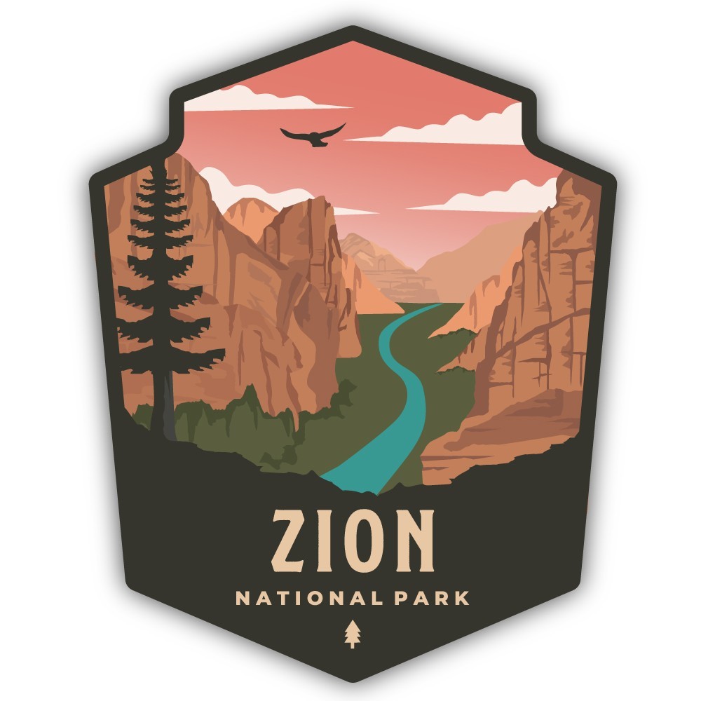 Zion National Park Emblem Cut To Shape Vinyl Sticker Utah