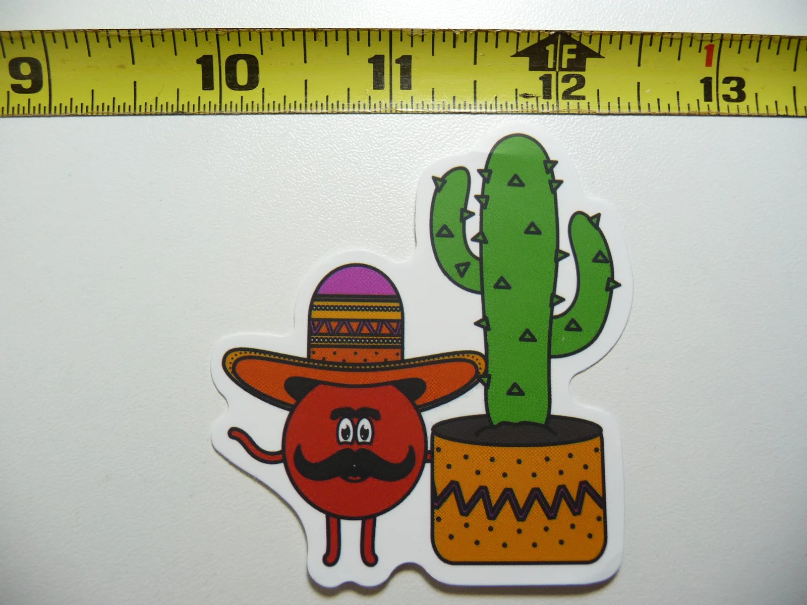 MEXICAN FOOD FUNNY CHARACTER NEXT TO CACTUS SMALL STICKER DECAL MEXICO