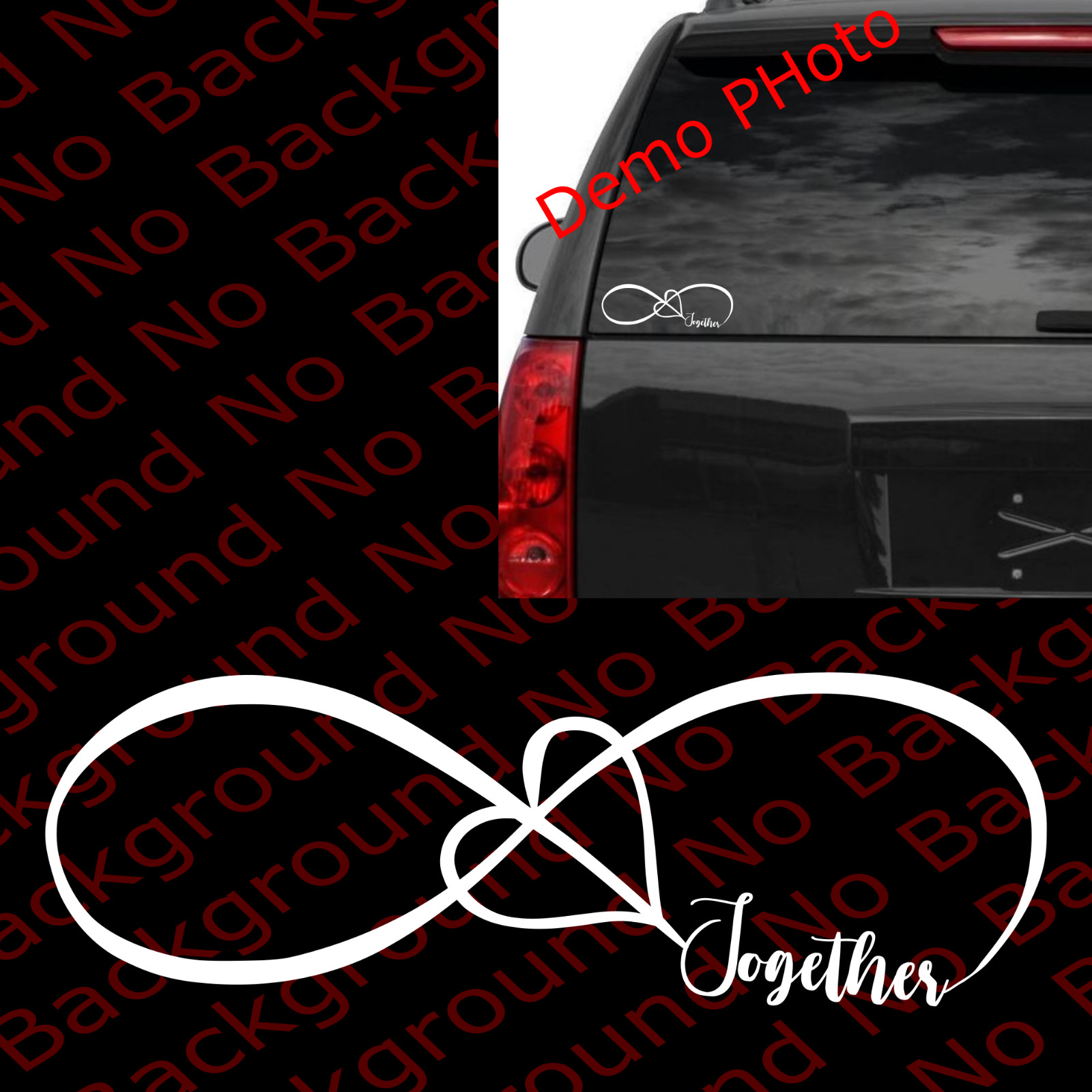 Together LOVE HEART INFINITY FOREVER SYMBOL VINYL DECAL CAR WINDOW STICKER FM005