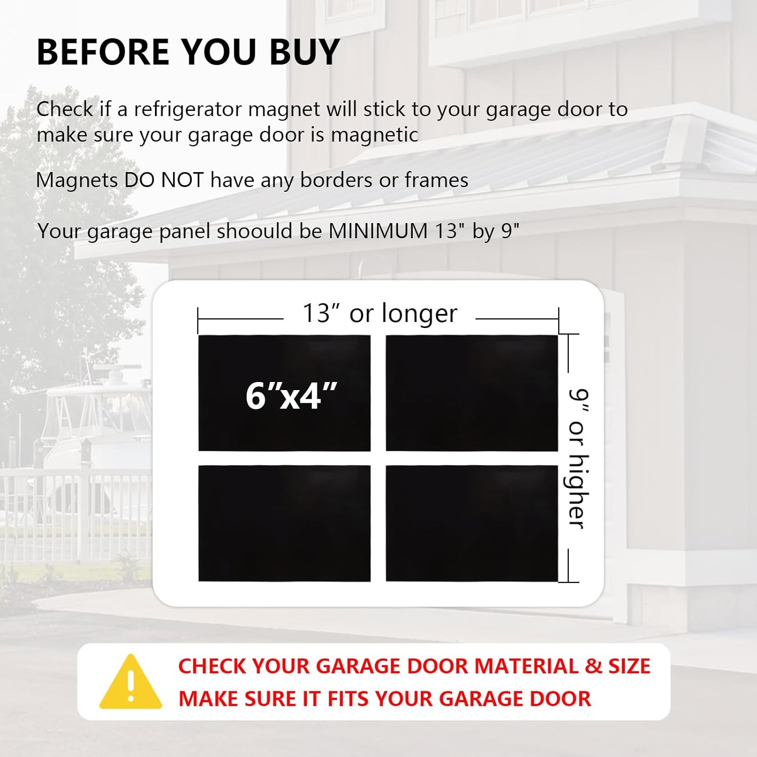 32Pack 2 Car Garage Kits Magnetic Panels Sheets Fake Faux Magnetic Windows Hardw