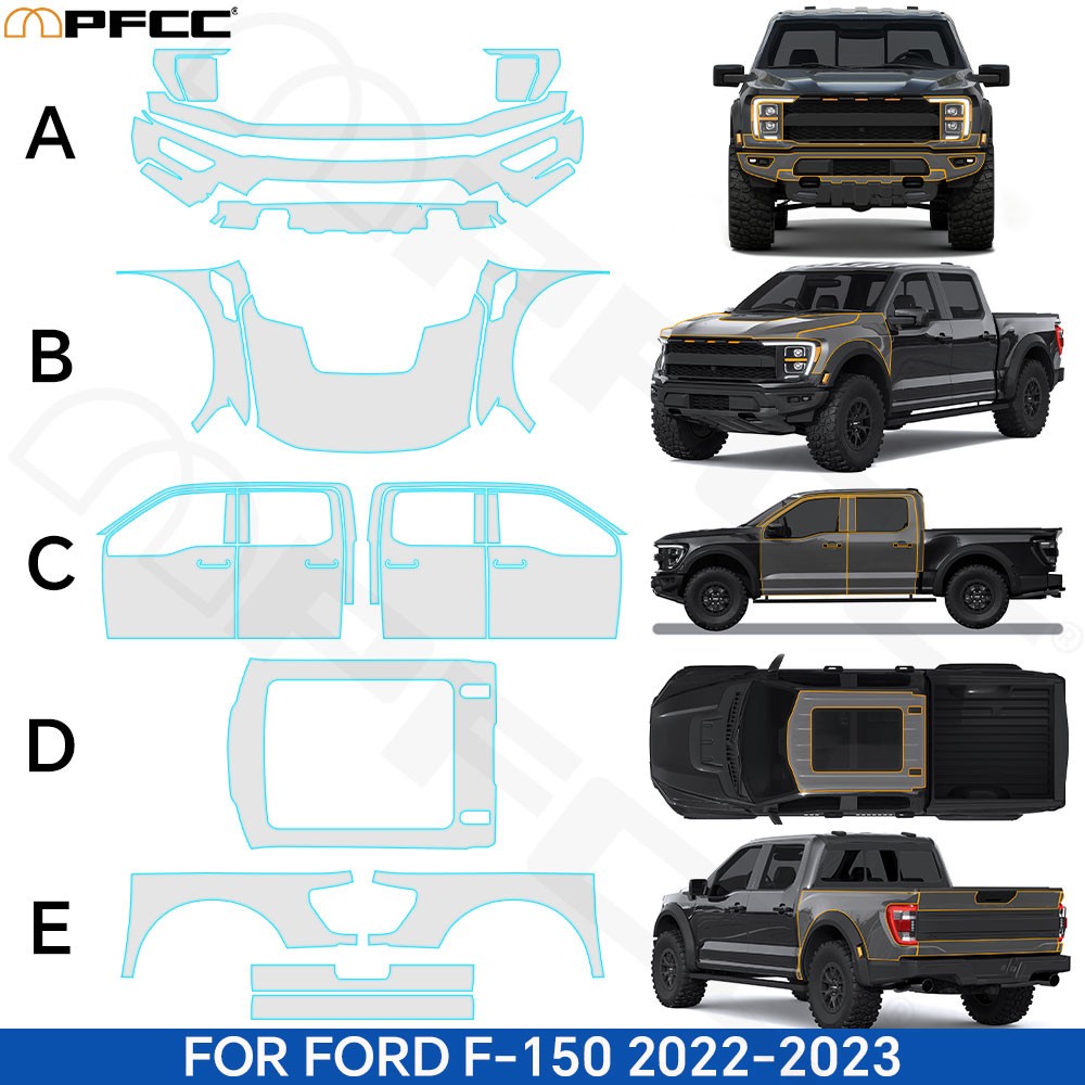 Full Car For Ford F-150 Raptor 2021-2024 Precut Paint Protection Film 8.5Mil PPF