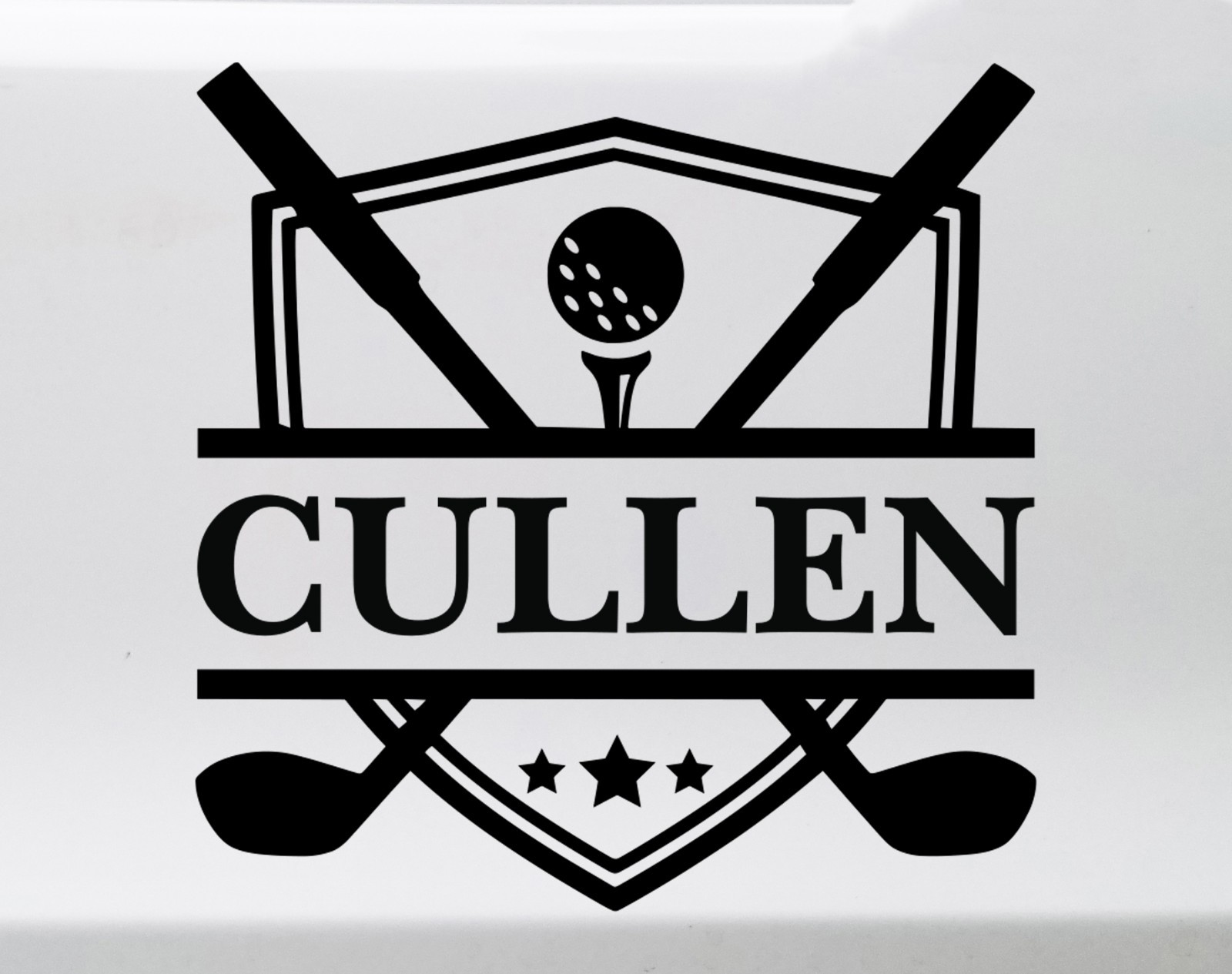 Crossed Golf Clubs Personalized Name Vinyl Sticker Decal Kids Ride On Golf Cart