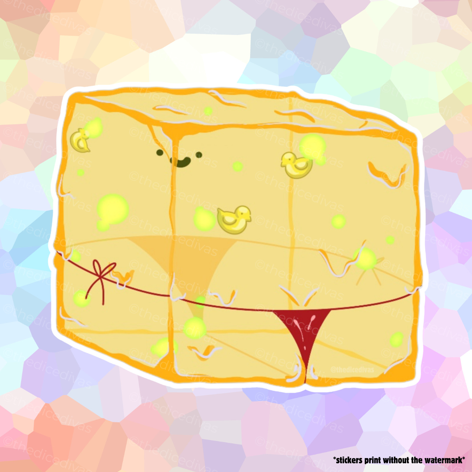Sticker: Yellow Naughty Cube – Gelatinous Cube, Ooze, Dungeons and Dragons, DND