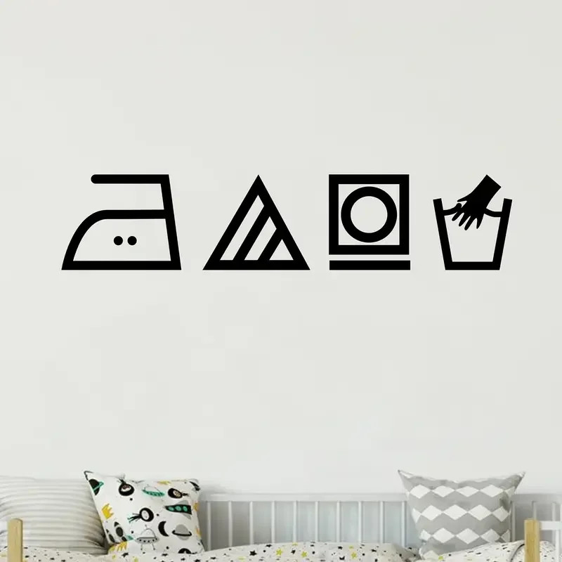 Laundry Room Wall Sticker Self-Adhesive Vinyl Decal with Drying Clothes Design