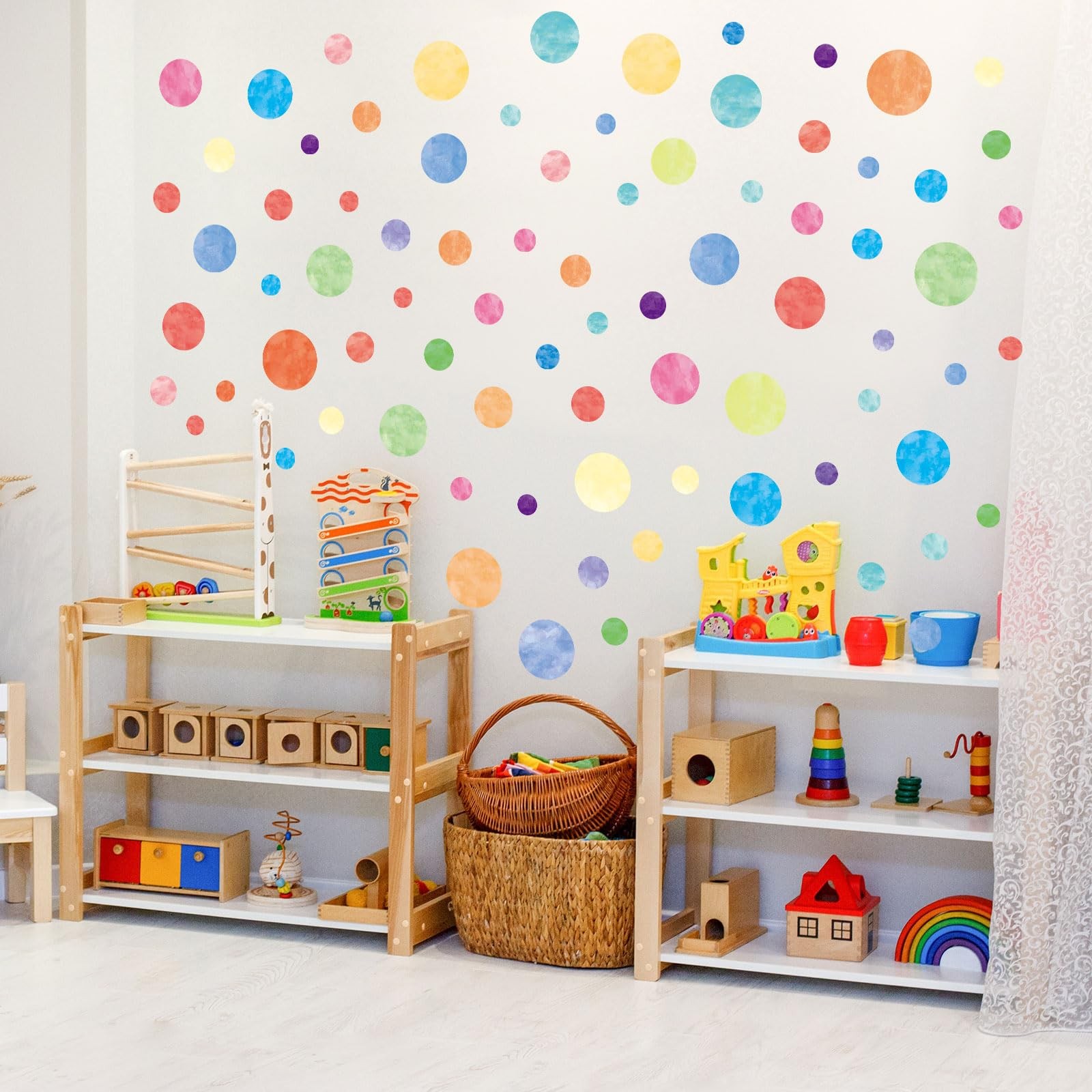 4 Sheets Colorful Polka Dot Wall Stickers – Round Wall Decals Peel and Stick …