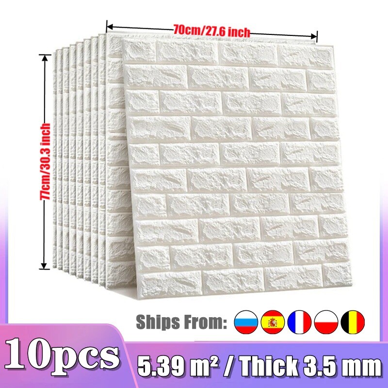 10pcs 3D Imitation Brick Home Wall Sticker Waterproof Self Adhesive Wallpaper