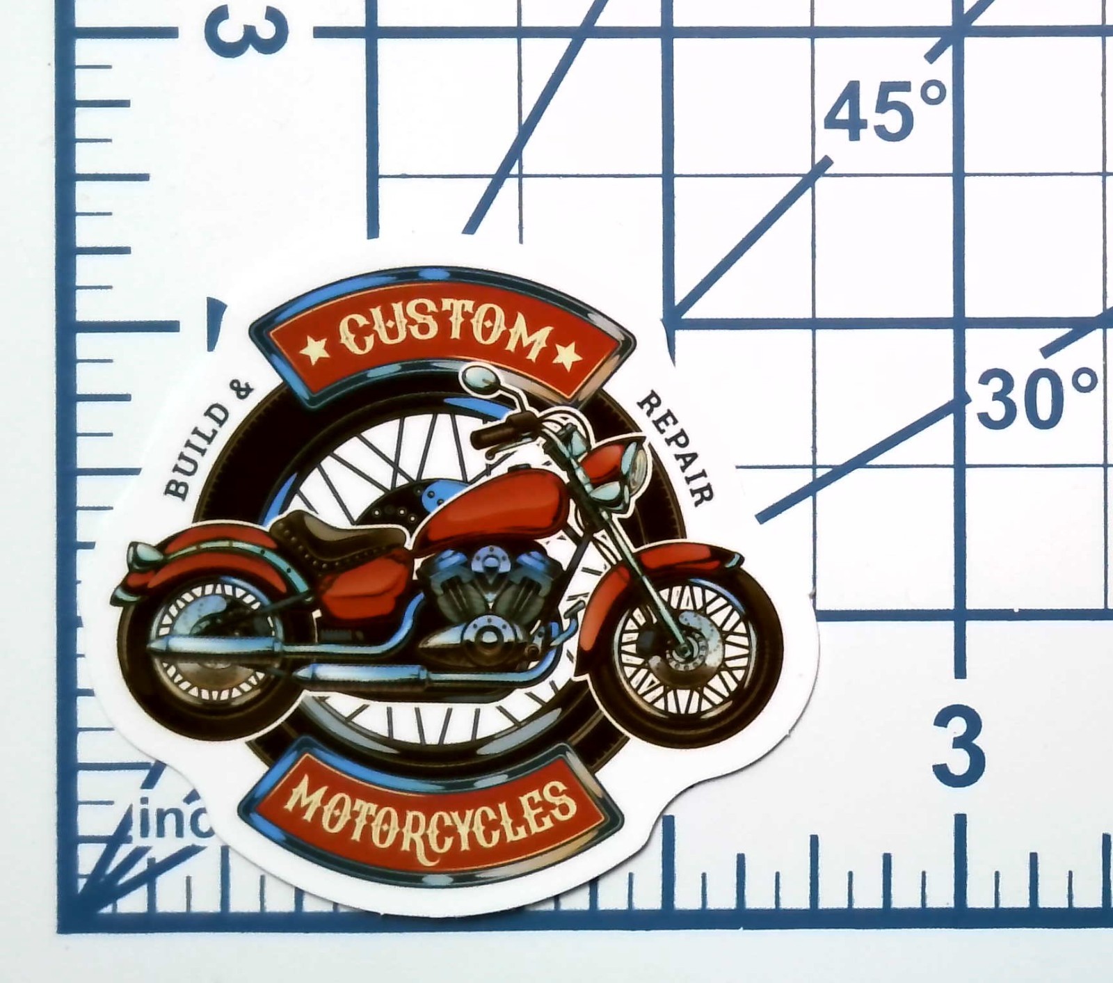 Custom Motorcycles Vinyl Sticker Build and Repair Red Chopper Garage Decal Art