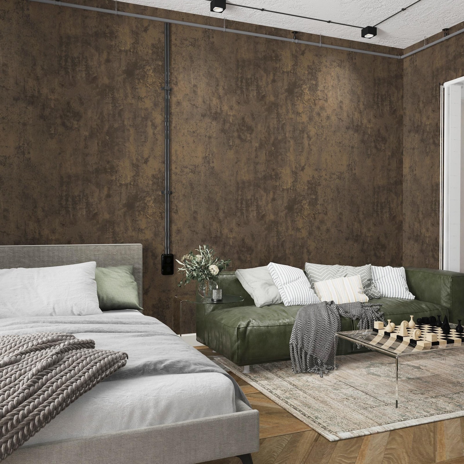 32x315inch Dark Brown Concrete Cement Wallpaper Peel and Stick Tan Countertop…