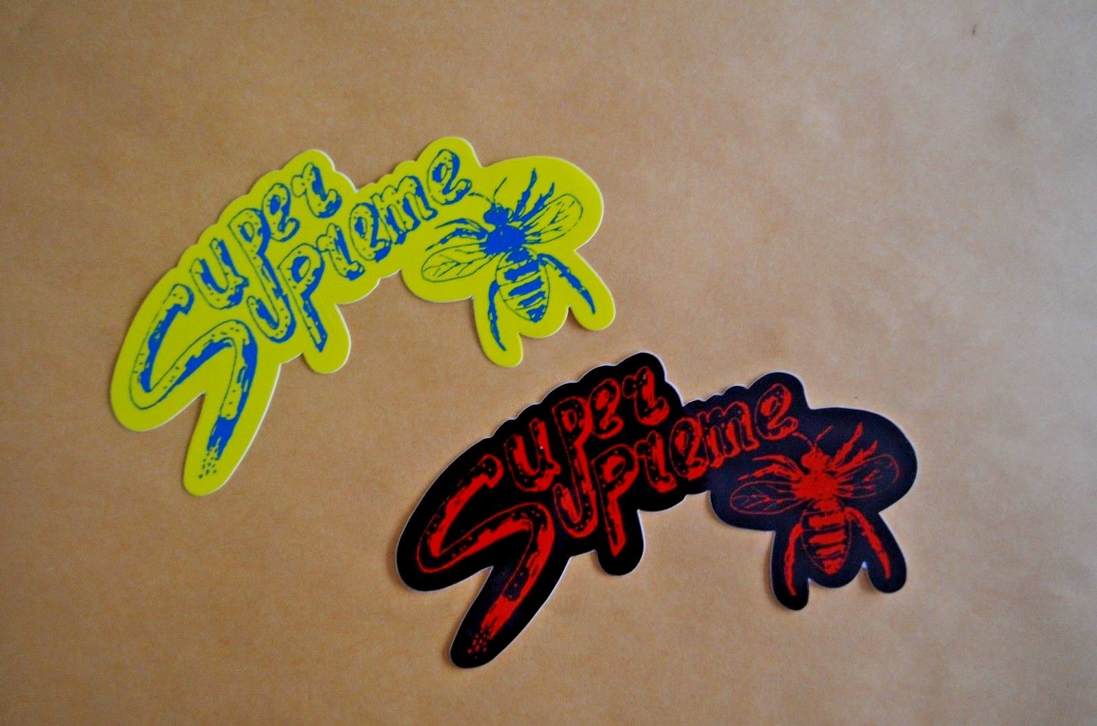 SUPREME Limonious Super Supreme Bee Sticker Yellow Blue Black Red box logo