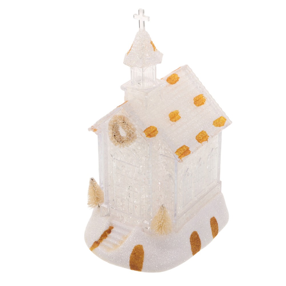 White LED Christmas Church House Lantern for Entryway Or Tabletop