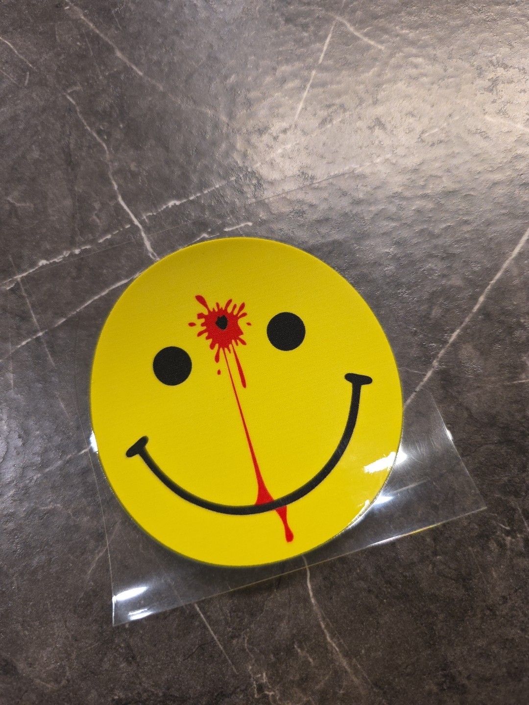 Smiley Face Head Shot Blood UVDTF Raised Decal Sticker Waterproof Full Color USA