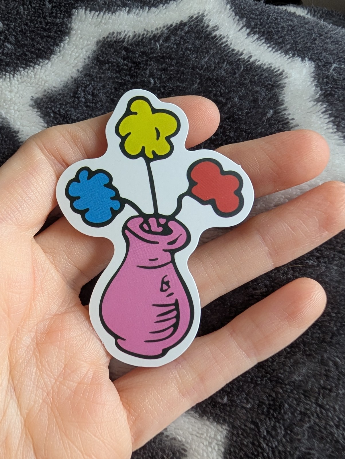 Dr Seuss Sticker | Whimsical Cartoon Vinyl, Red, Yellow, Blue, Flower