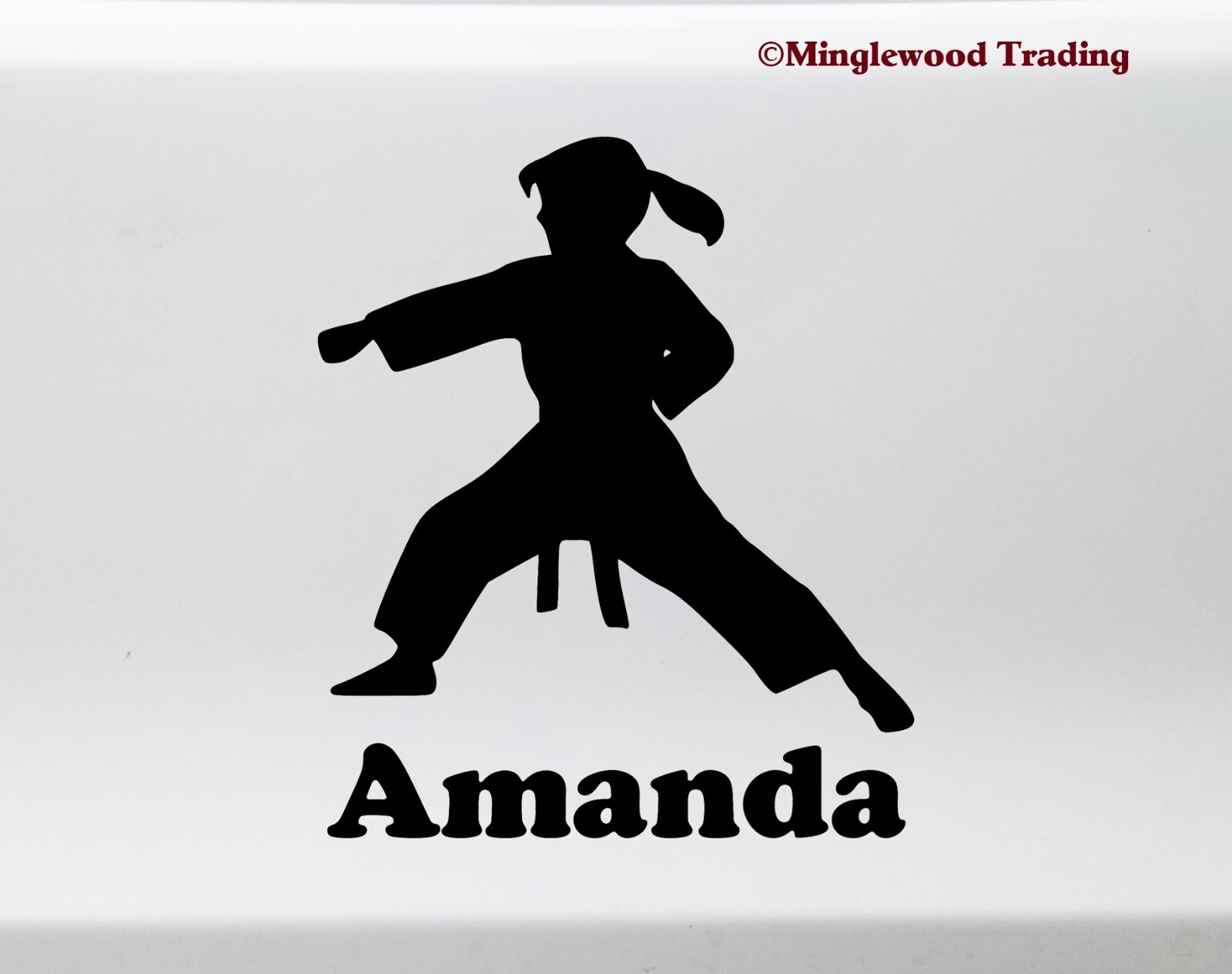 Karate Girl with Personalized Name Vinyl Decal Sticker Taekwondo Judo Jiu-Jitsu