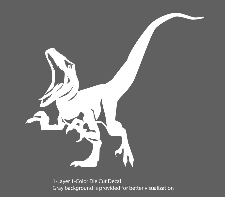 Dinosaur – Roaring Velociraptor #4 – Jurassic Period – 4-21" wide – DieCut Decal
