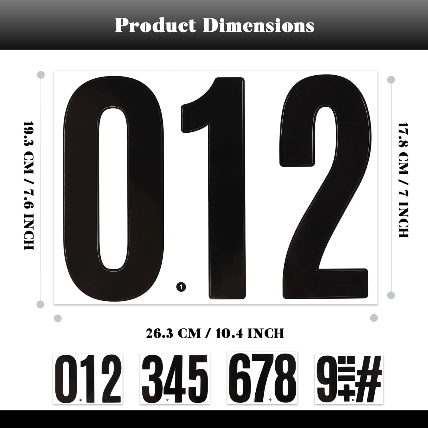 7 Inch Large Number Stickers, 8 Sheets Self-Adhesive Vinyl Number Sticker Decals