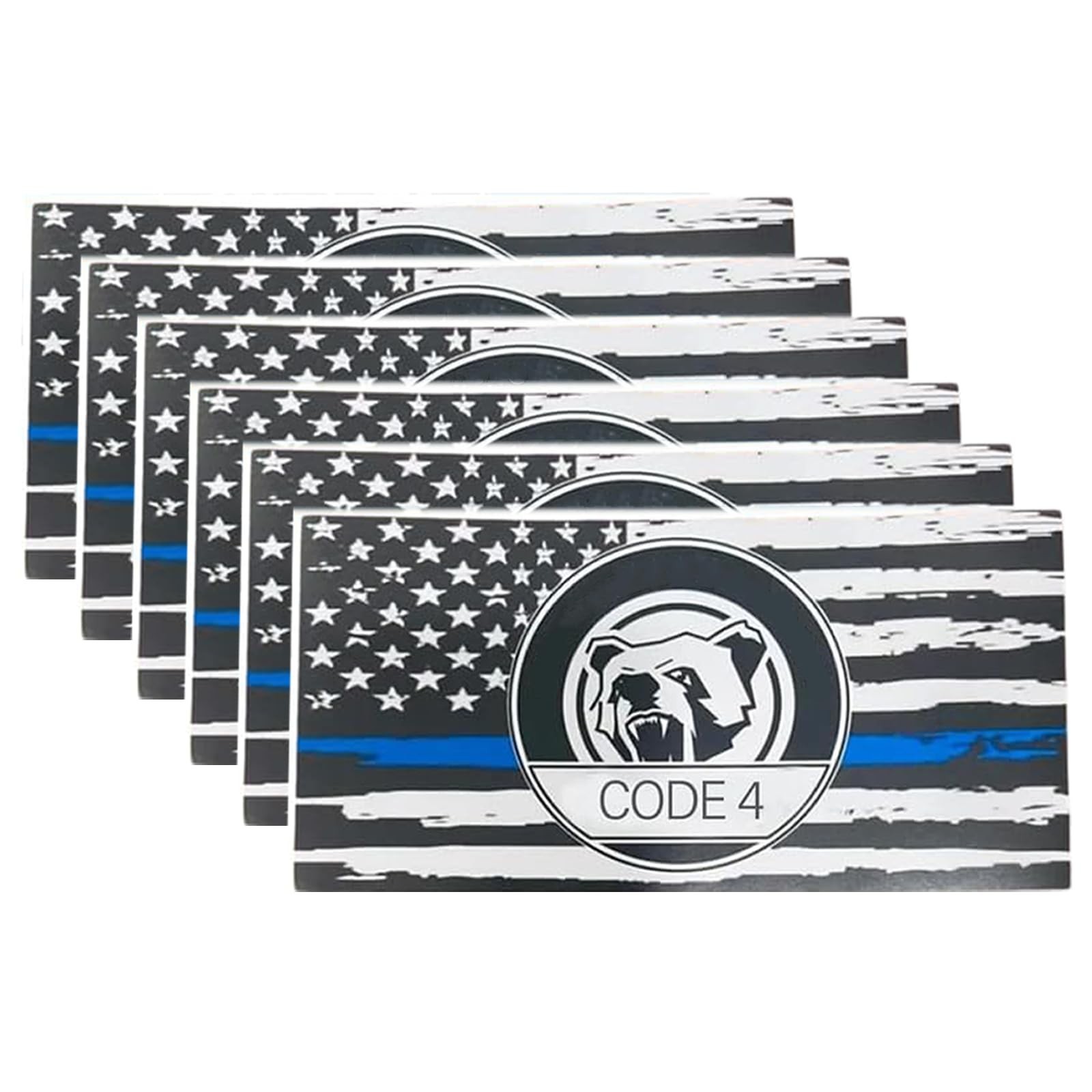 6pcs Thin Blue line Flag Code 4 Car Sticker Decal, Police Support American Flag
