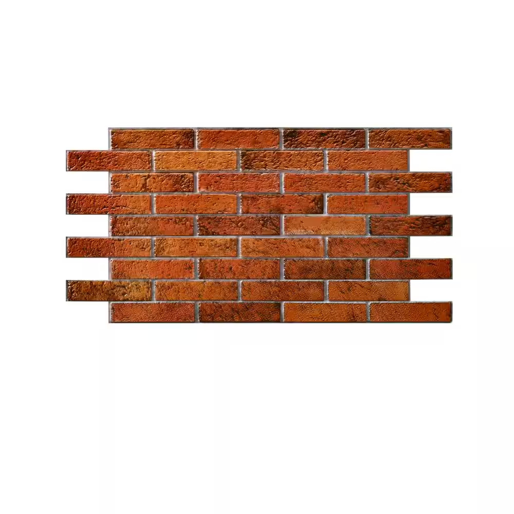 3 Ft. X 1.5 Ft. X 3/16 In. Red Brick Faux3D PVC Wall Panels for Interior Decor (