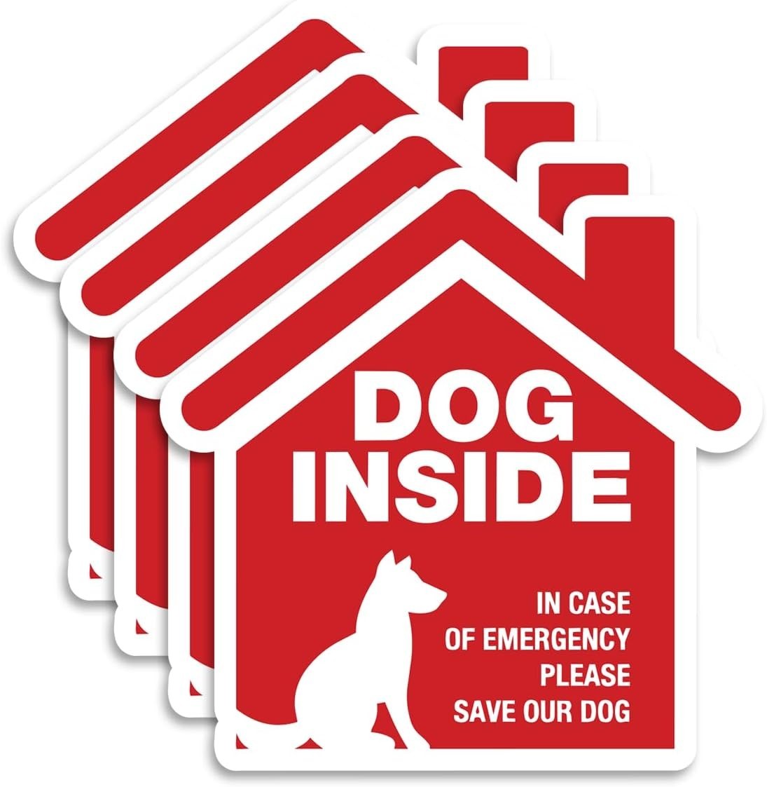 Dog Inside Emergency Rescue Sticker 4-Pack Pet Safety Decal 5"x5"