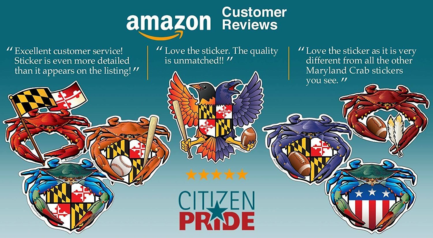 Blue Crab USA Crest Sticker, 5×4
