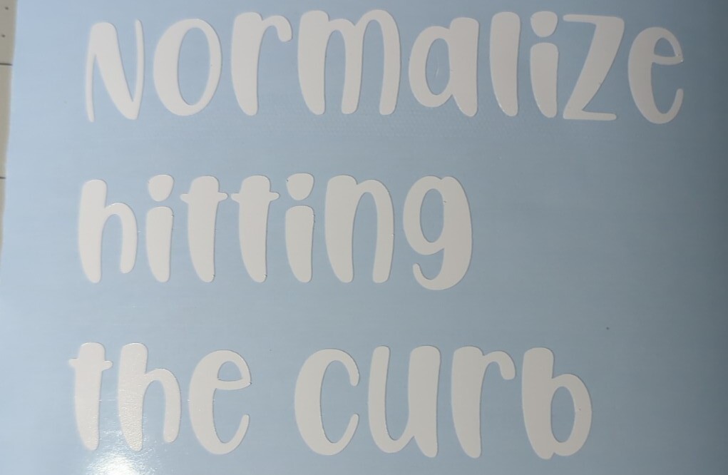 'Normalize hitting the curb' funny vinyl decal 3.5×5" you choose color